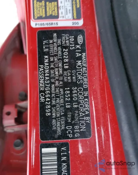 2016 Kia Rio Ex from USA, damaged, VIN KNADN4A37G6642898
